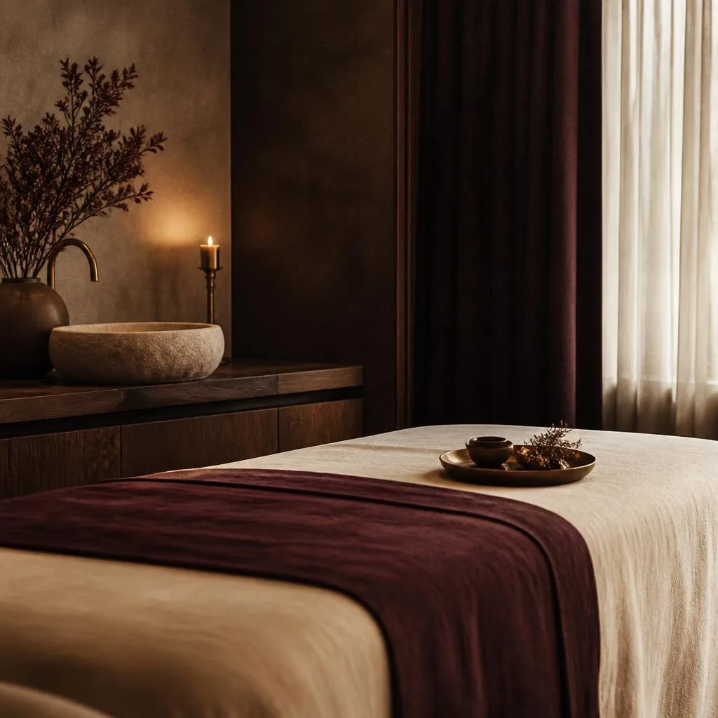 A quiet candlelit treatment room atmosphere